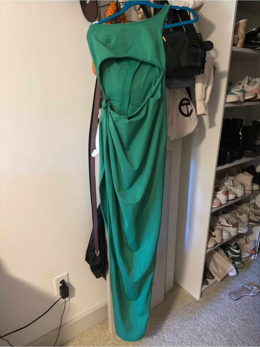 REVOLVE: YAURA Emerald One-Shoulder Cutout High-Low Dress